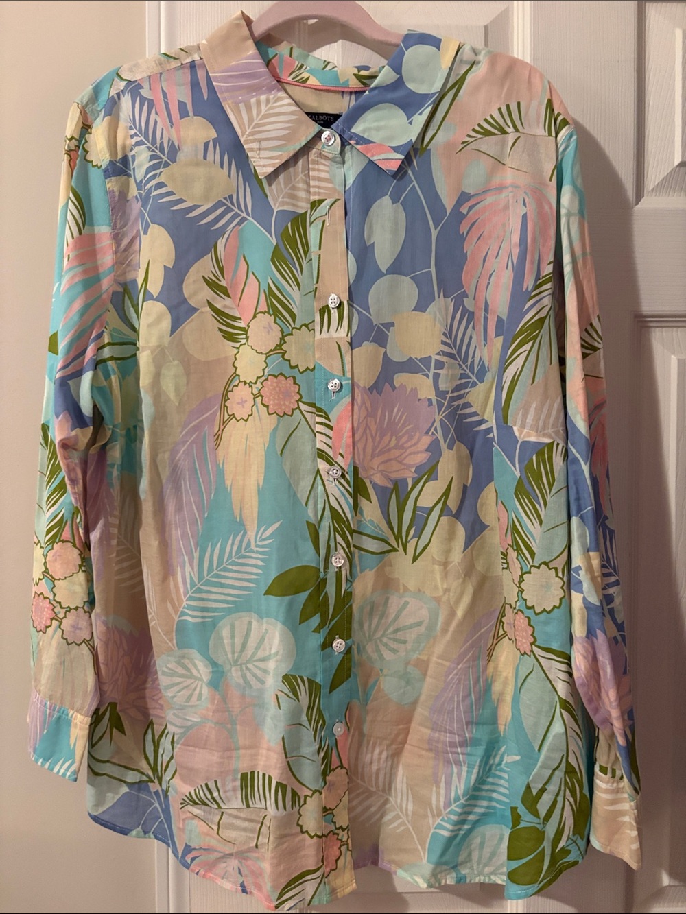Talbots Pastel Floral Tropical Button-Down Shirt